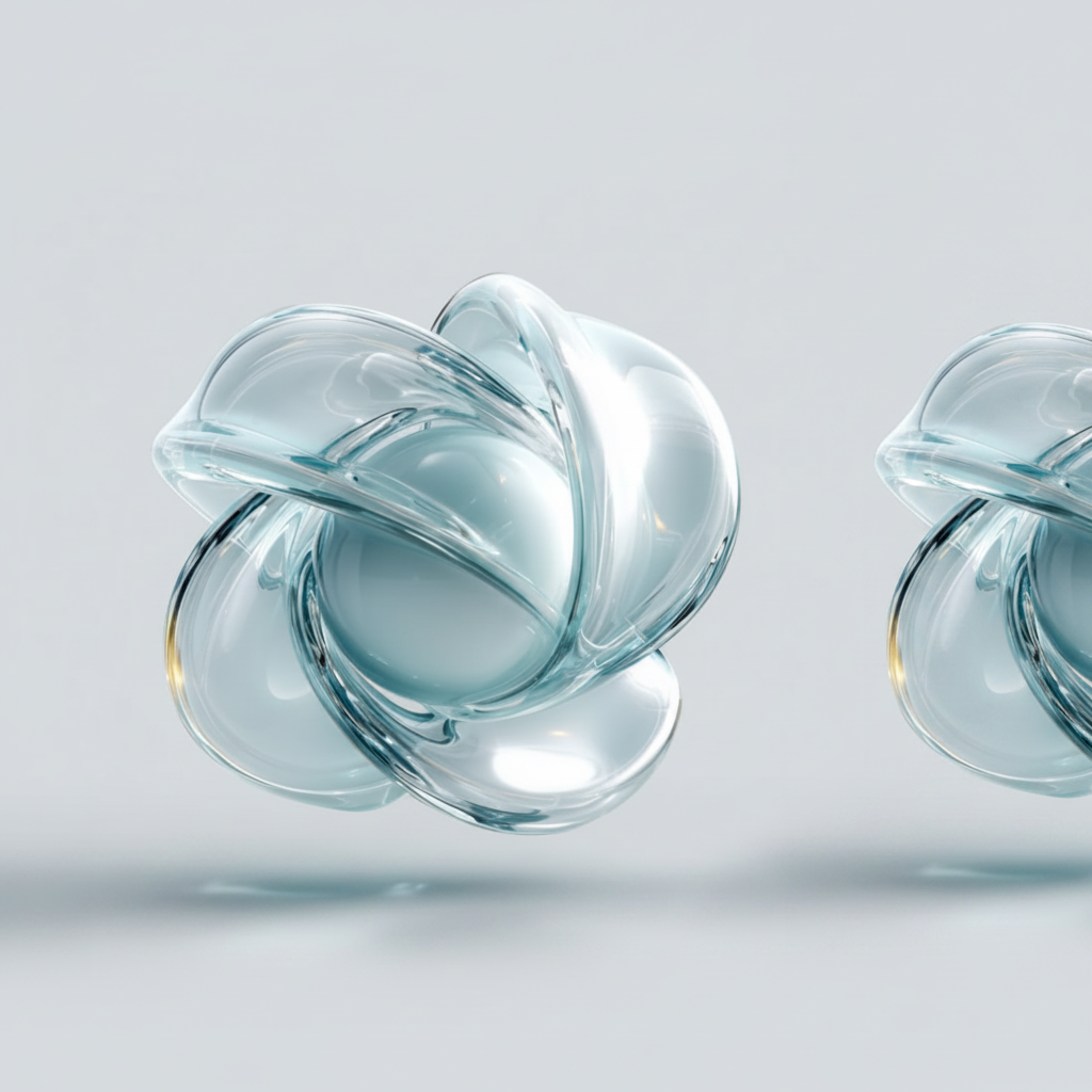 Pale blue glass-like abstract forms